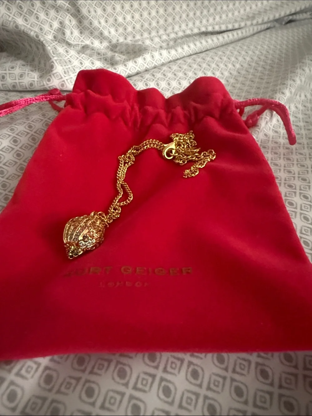 Kurt Geiger Gold Heart Locket Necklace with Sparkle